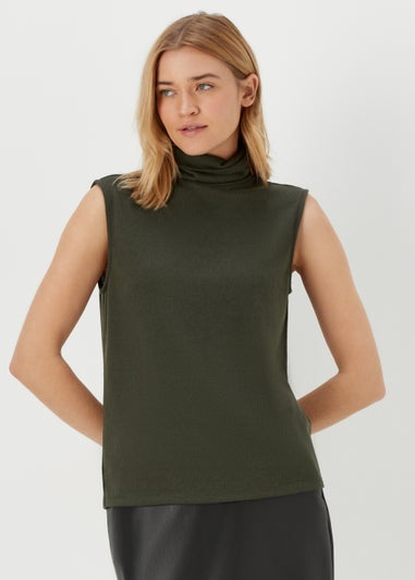 JDY Tonsy Khaki High Neck Knitted Top