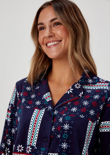 Navy Patchwork Slinky Pyjama Set