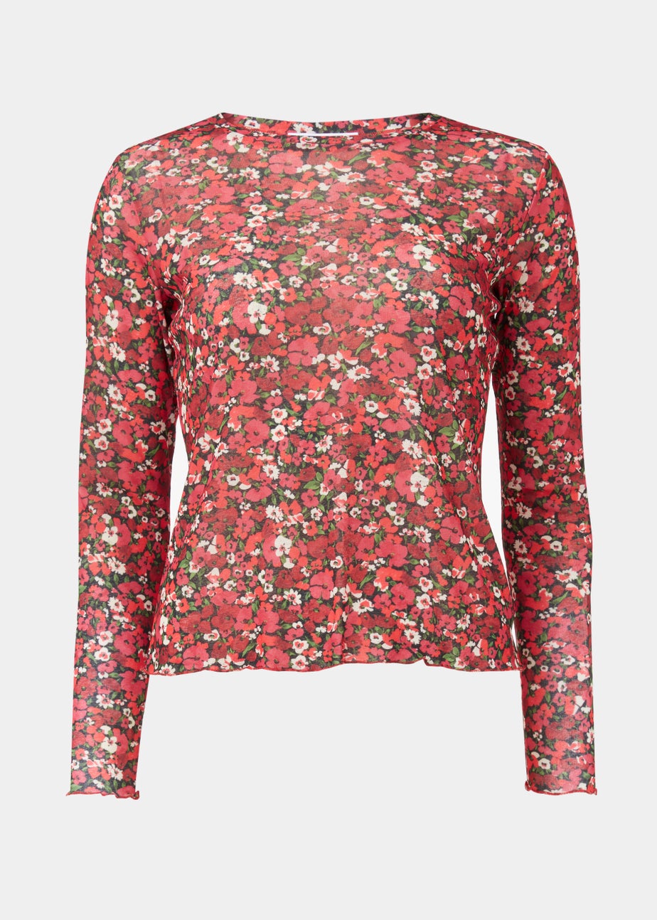 Papaya Petite Multicoloured Floral Mesh Top