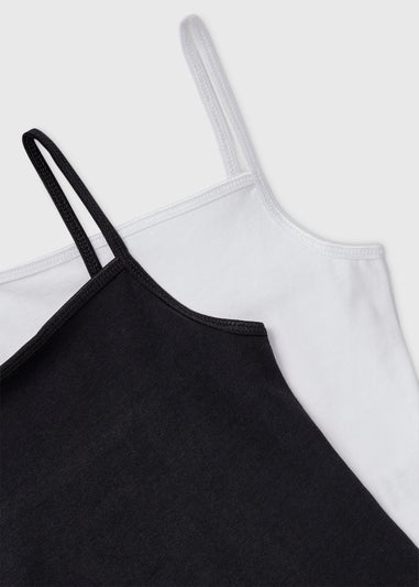 Girls 2 Pack Black & White Cami Tops (7-15yrs)