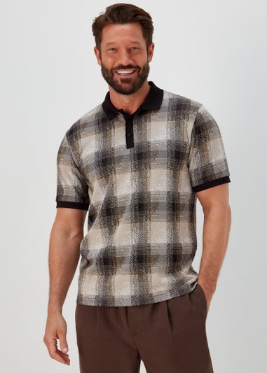 Black Large Check Smart Polo Shirt