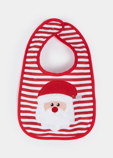 Red Stripe Musical Christmas Santa Bib