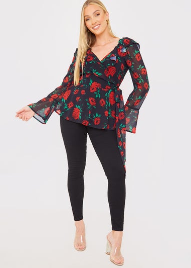 In the Style Jac Jossa Multicoloured Floral Wrap Blouse