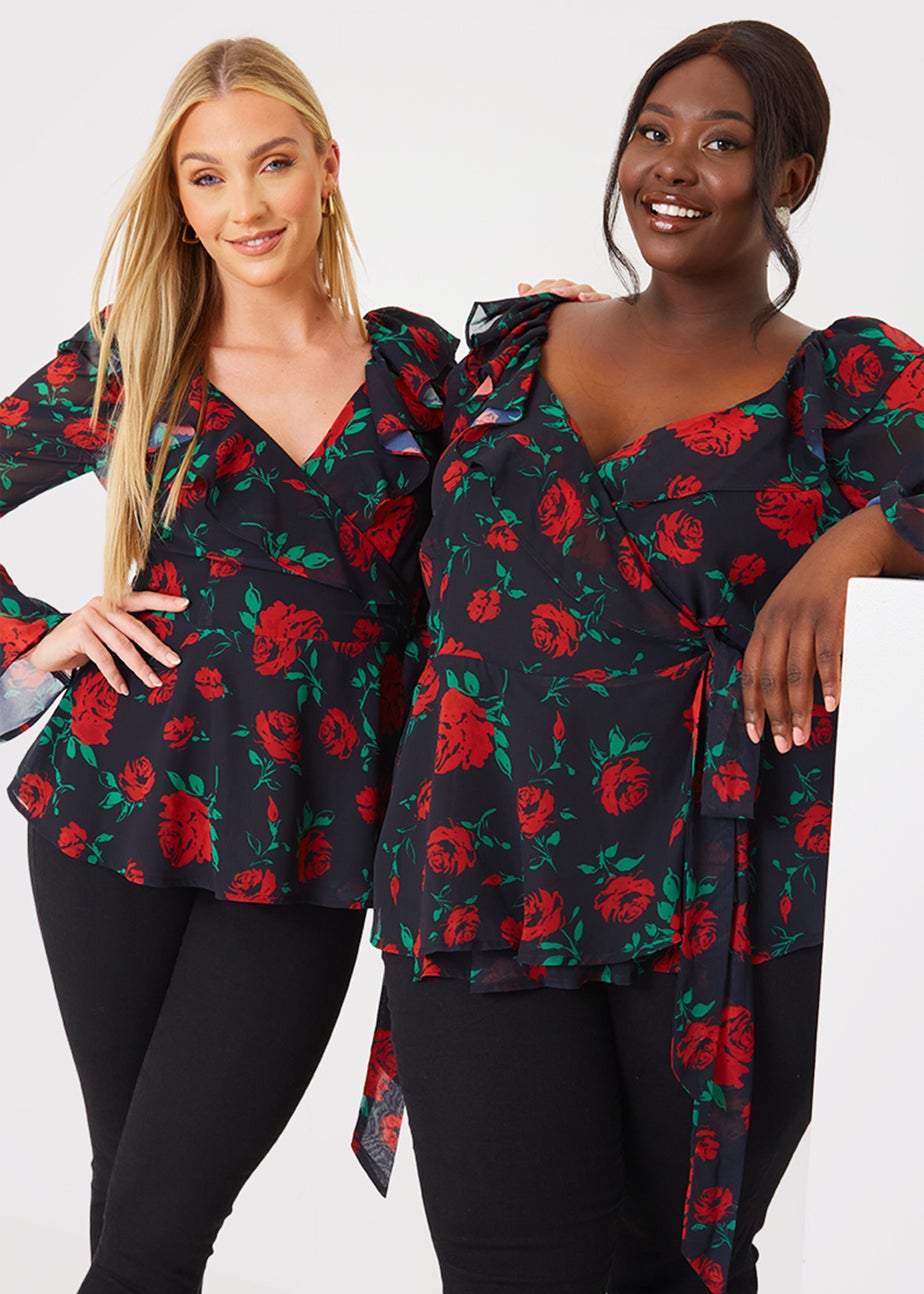 In the Style Jac Jossa Multicoloured Floral Wrap Blouse