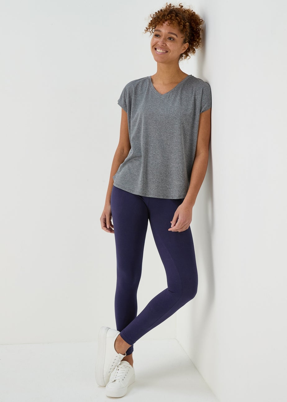 Navy Full Length Cotton Leggings