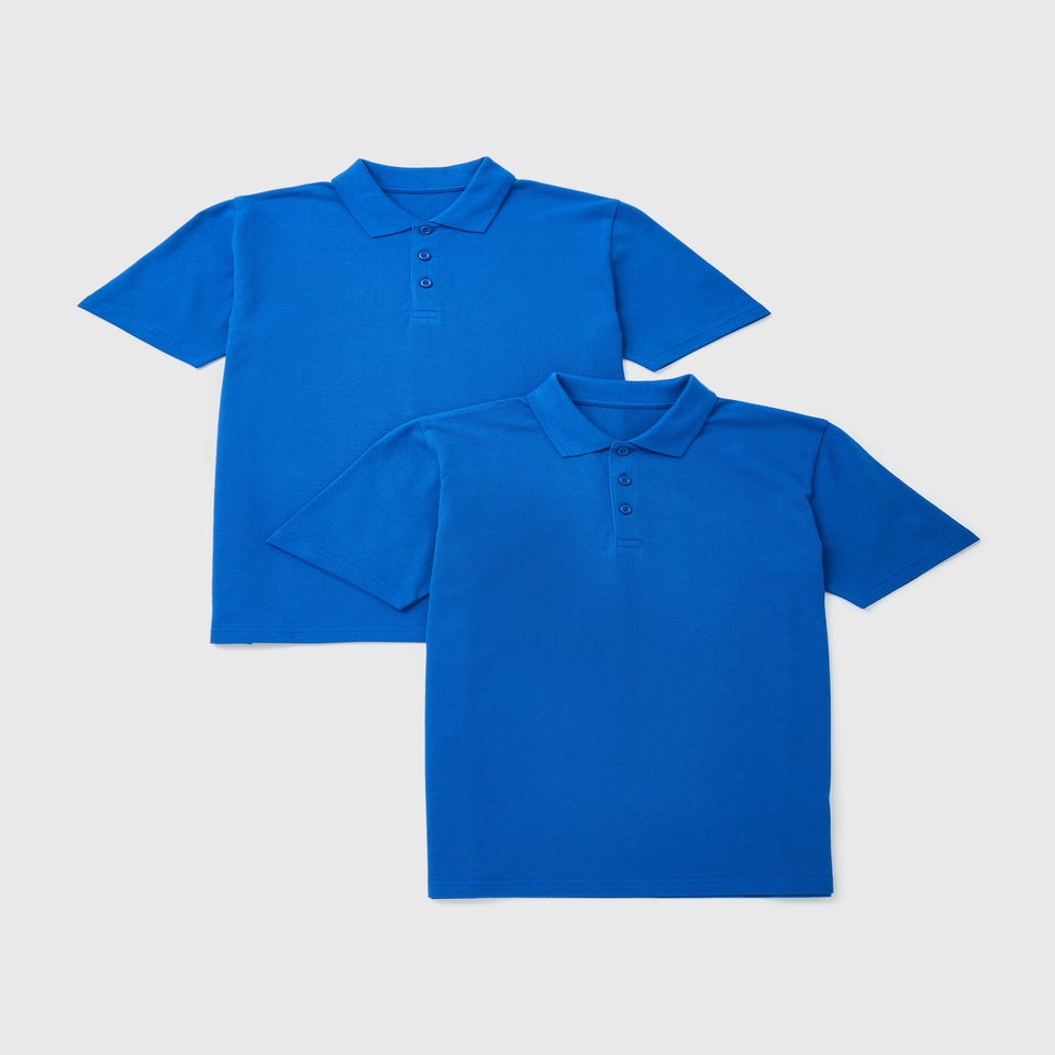 Kids 2 Pack Royal Blue Unisex School Polos (3-13yrs)