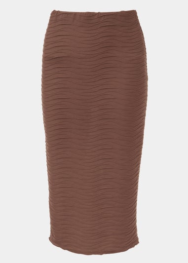 Burgundy Textured Jersey Midi Skirt