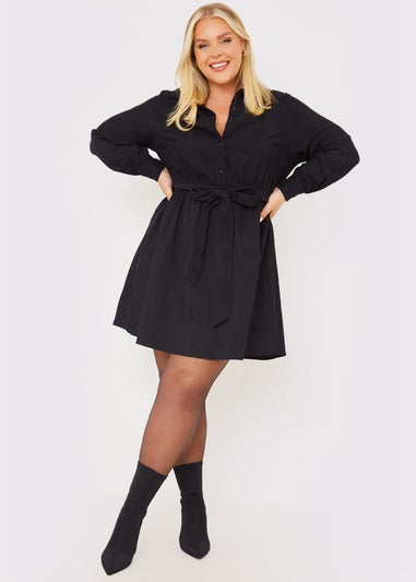 In the Style Jess Millichamp Curve Black Cord Shift Dress