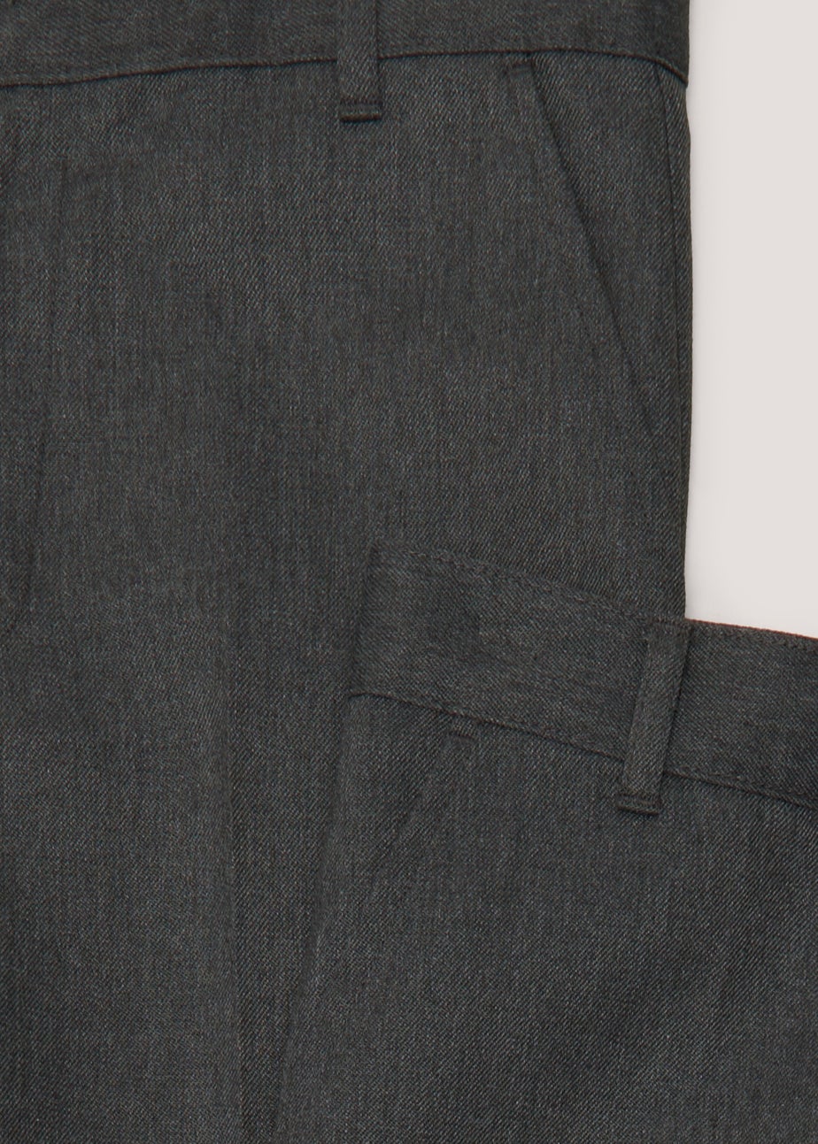 Boys 2 Pack Grey Slim Fit Long Length School Trousers (3-16yrs)