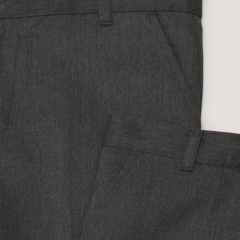 Boys 2 Pack Grey Slim Fit Long Length School Trousers (3-16yrs)