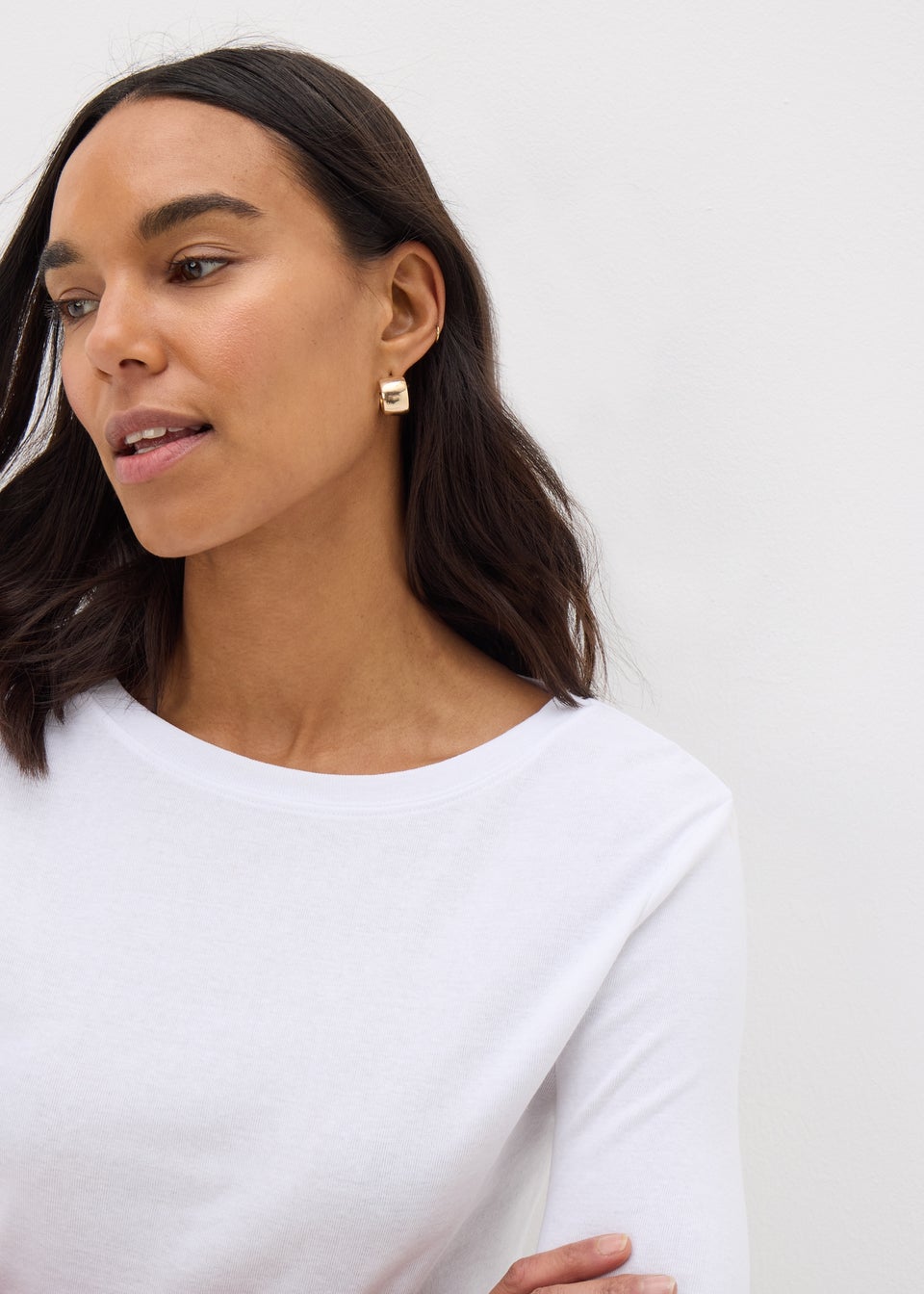 White 3/4 Sleeve Perfect T-Shirt