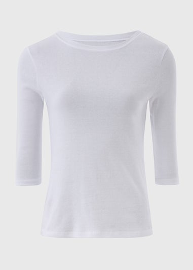 White 3/4 Sleeve Perfect T-Shirt