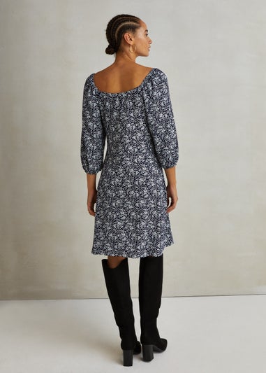 Navy Folk Sweetheart Mini Dress