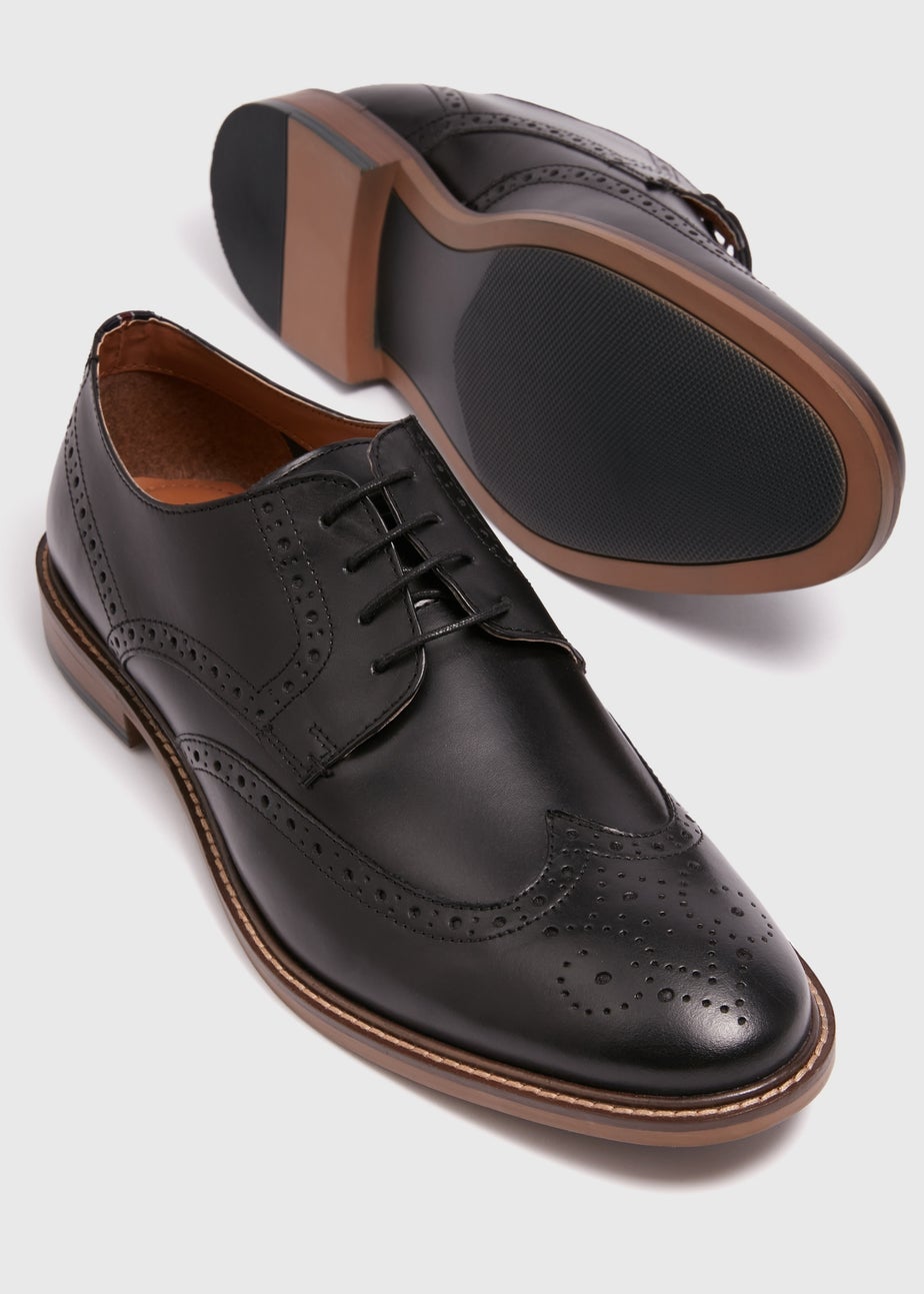 Black Leather Brogue Shoes