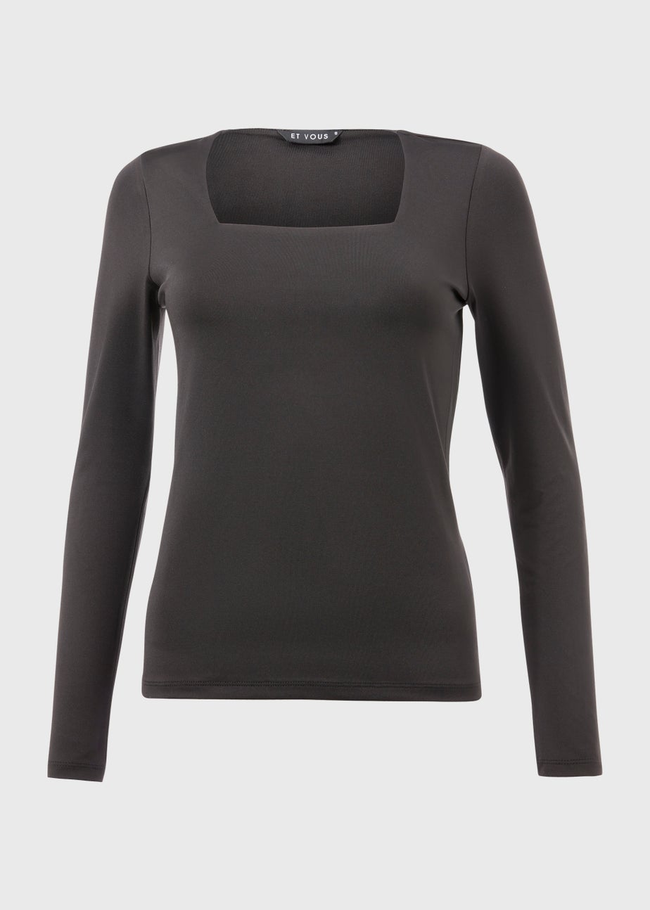 Black Nylon Jersey Top