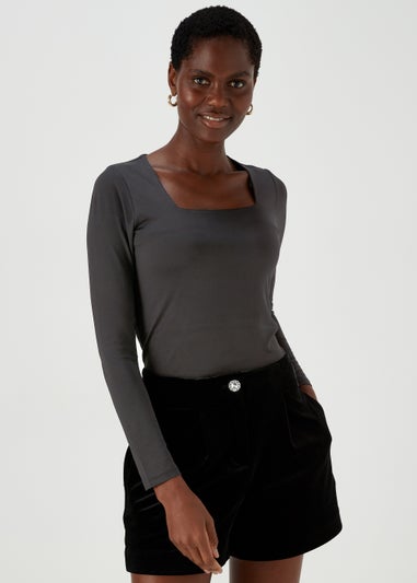 Black Nylon Jersey Top