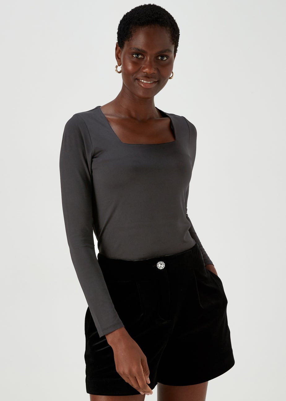 Black Nylon Jersey Top