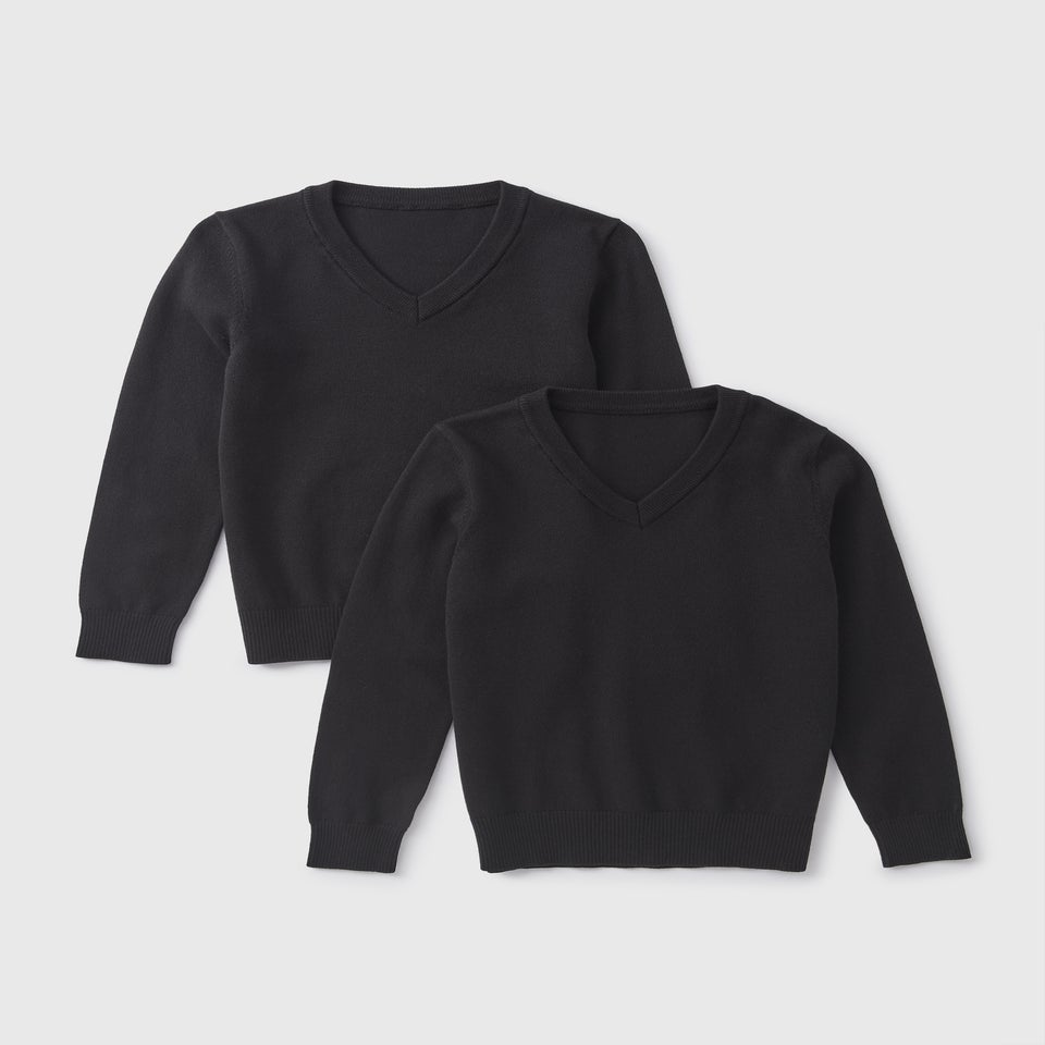 2 Pack Kids Black School Knit Jumpers (3-13yrs)
