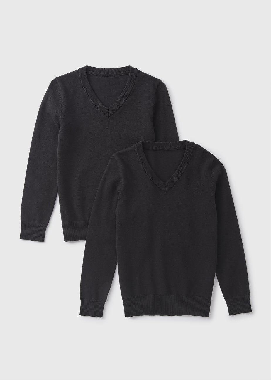 2 Pack Kids Black School Knit Jumpers (3-13yrs)