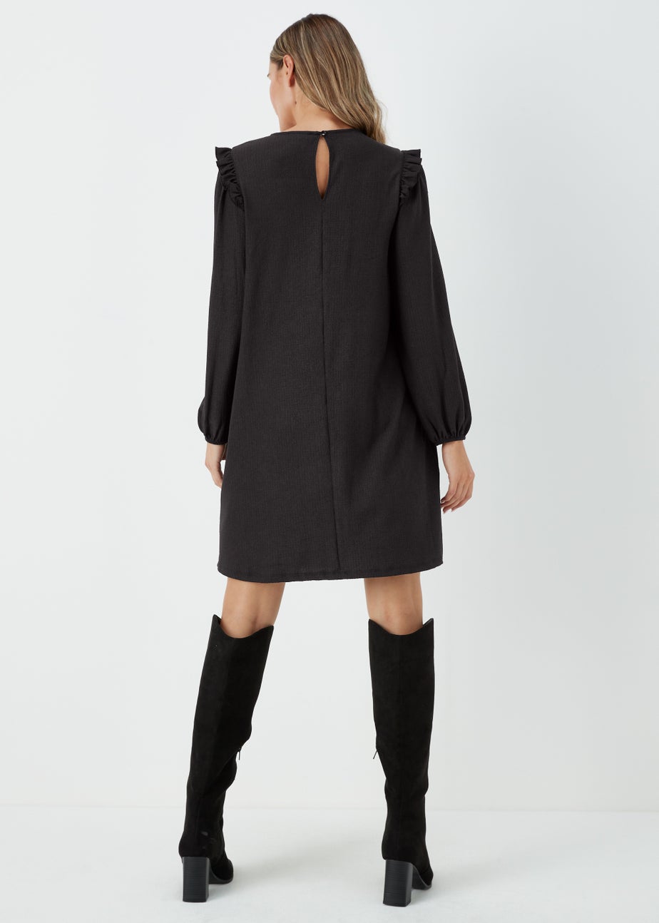 Black Crinkle Mini Dress