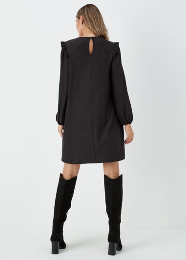 Black Crinkle Mini Dress