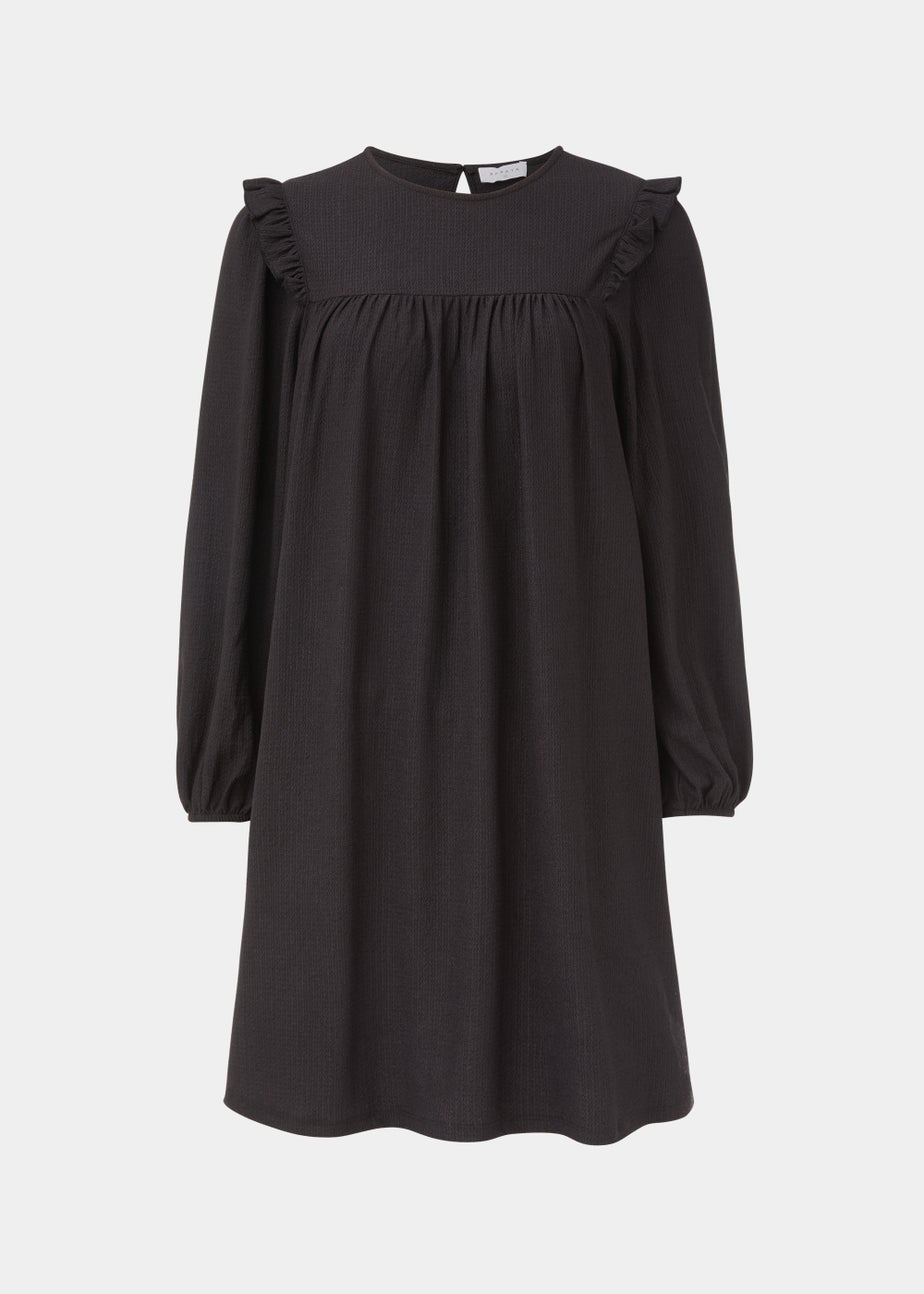 Black Crinkle Mini Dress