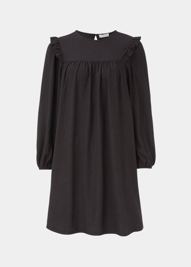 Black Crinkle Mini Dress