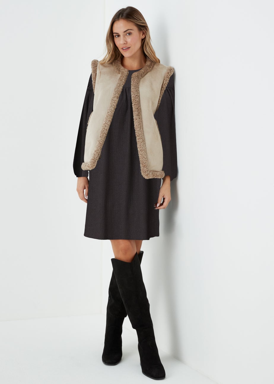 Black Crinkle Mini Dress