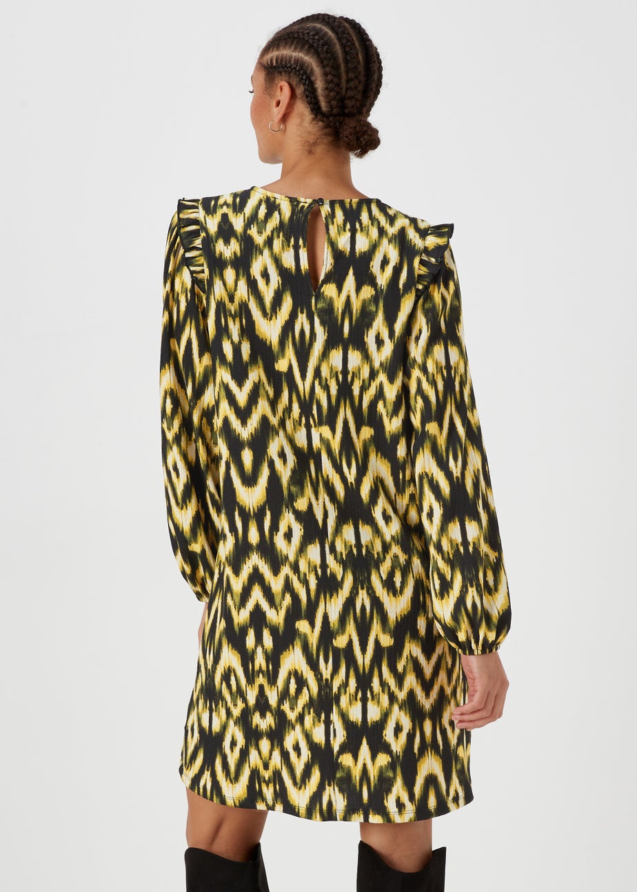 Green Aztec Print Crinkle Mini Dress