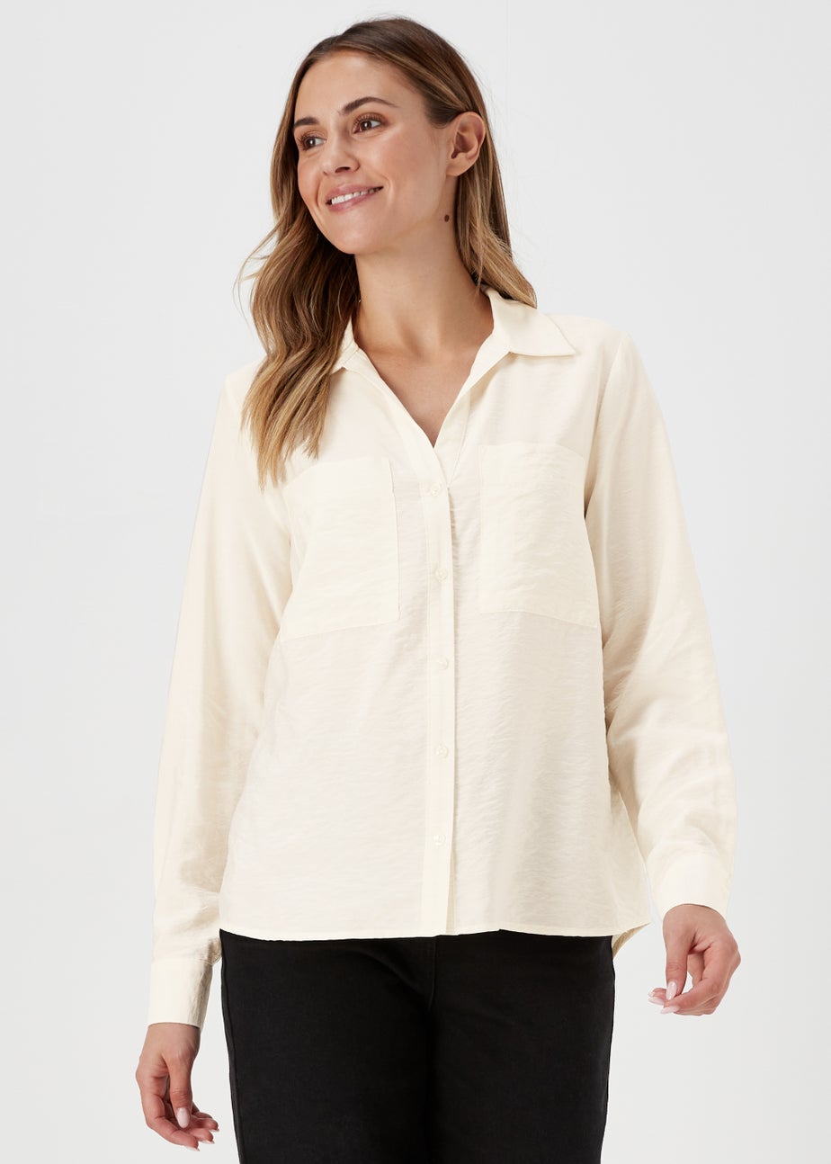 Cream Long Sleeve Utility Shirt