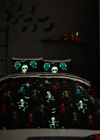 Bedlam Halloween Dancing Skeletons Duvet Cover Set