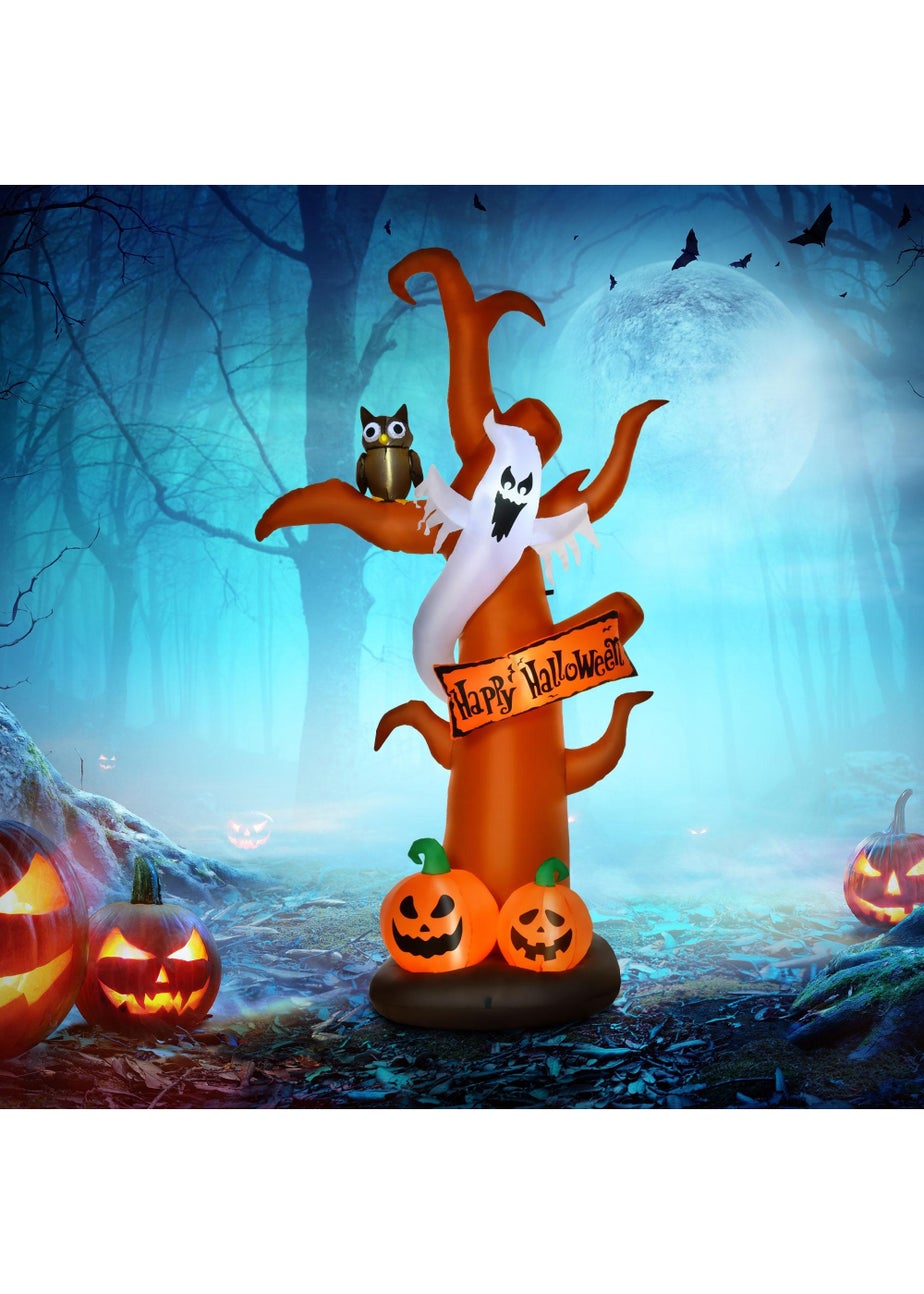 HOMCOM Inflatable Tree with Ghost and Pumpkin (156cm x 107cm x 274cm)