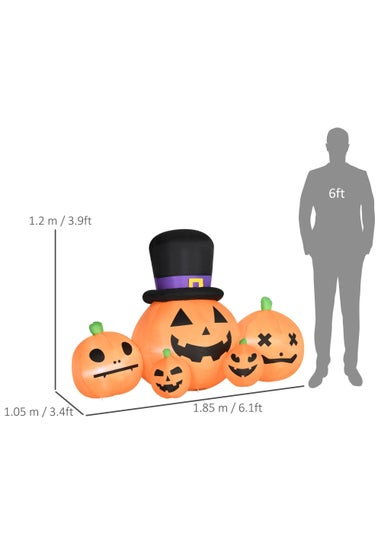 HOMCOM LED Inflatable Large Pumpkin in Hat with Four Small Pumpkins (185cm x 105cm x 120cm)