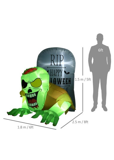 HOMCOM Halloween Inflatable Ghost and Tombstone (180cm x 250cm x 150cm)