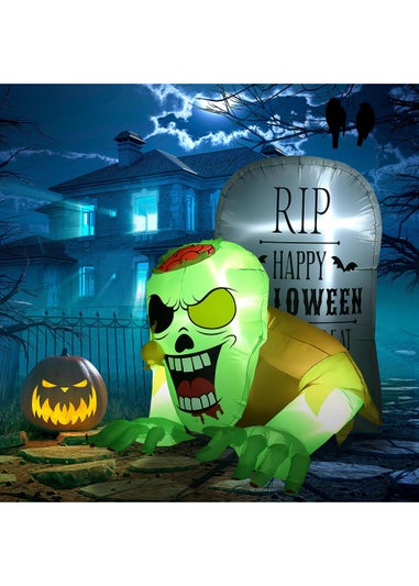 HOMCOM Halloween Inflatable Ghost and Tombstone (180cm x 250cm x 150cm)