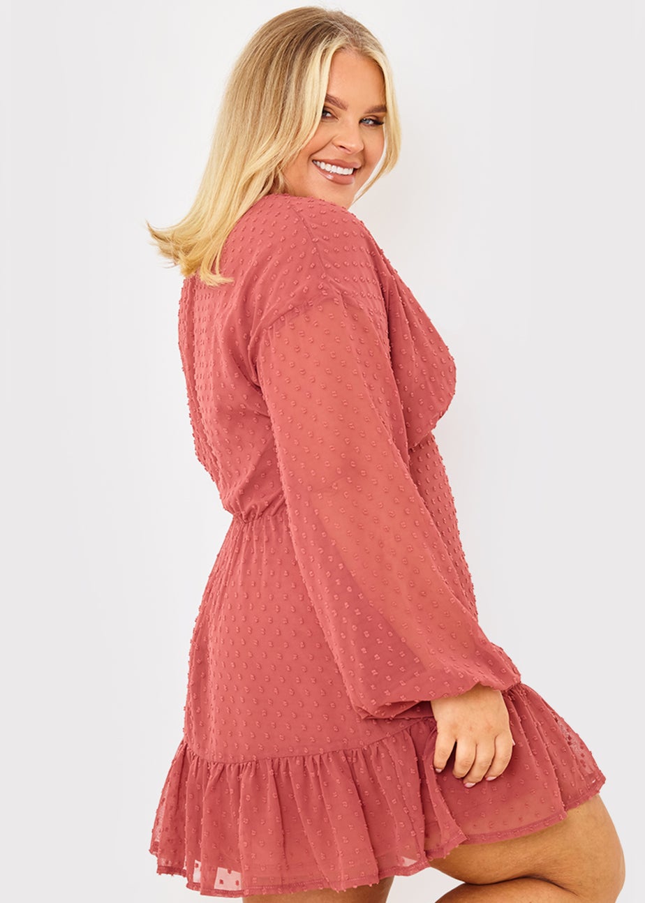 In the Style Danielle Rust Balloon Sleeve Mini Dress