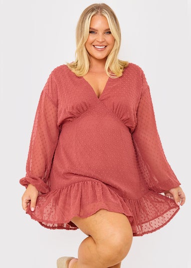 In the Style Danielle Rust Balloon Sleeve Mini Dress