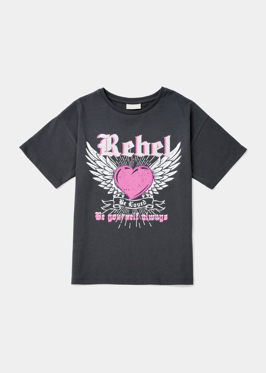Girls Grey Rebel T-Shirt (4-13yrs)