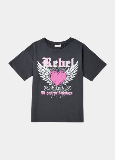 Girls Grey Rebel T-Shirt (4-13yrs)