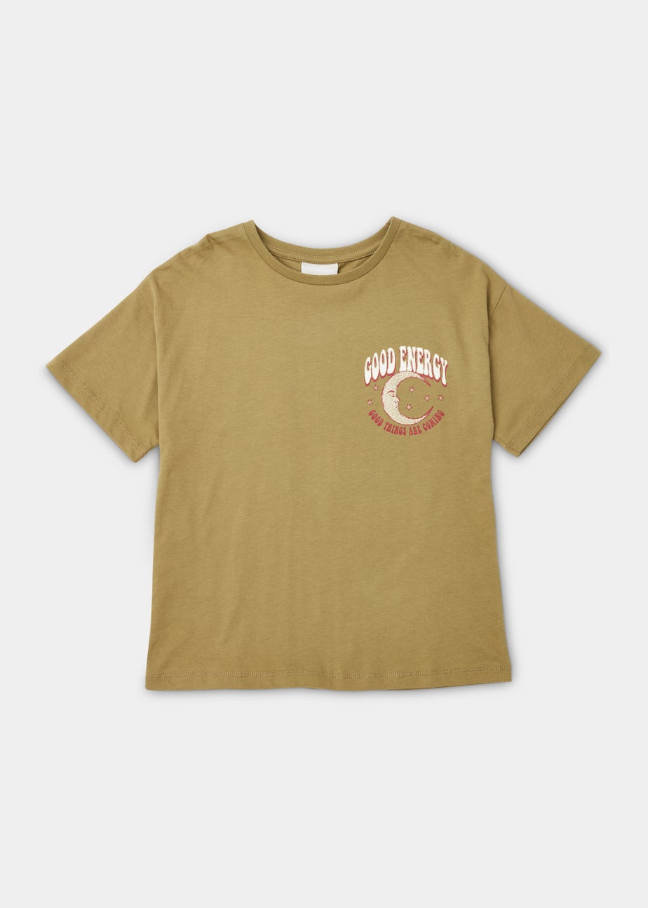 Khaki Good Energy Print T-Shirt