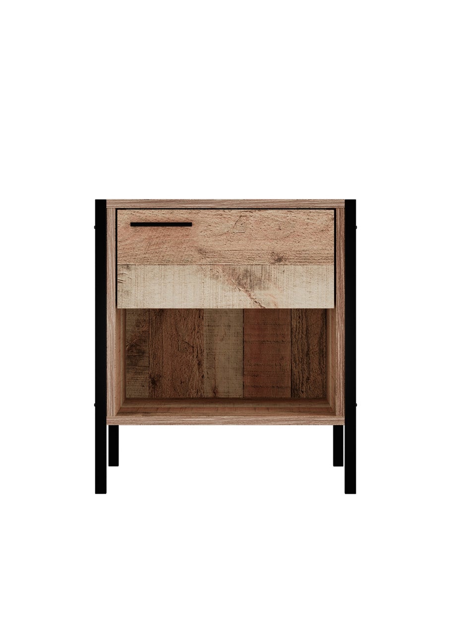 LPD Furniture Hoxton Bedside Cabinet Distressed Oak Effect (500x400x438mm)