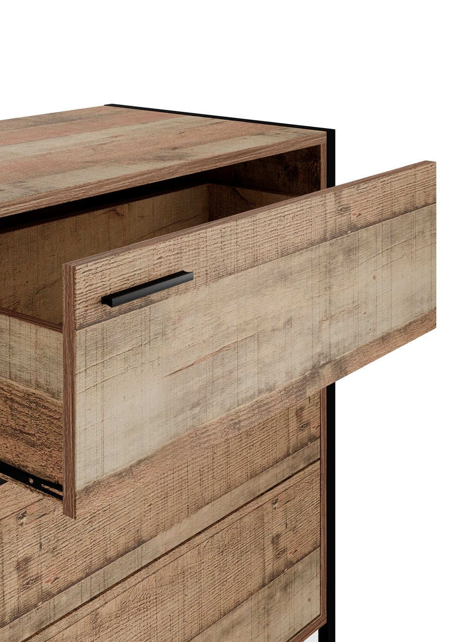 LPD Furniture Hoxton 3 Drawer Chest Distressed Oak Effect (800x400x638mm)