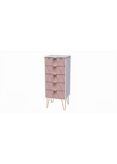 Swift Prism 5 Drawer Bedside Cabinet (107.5cm x 41.5cm x 39.5cm)