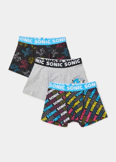Kids 3 Pack Multicoloured Sonic the Hedgehog Trunks (4-11yrs)
