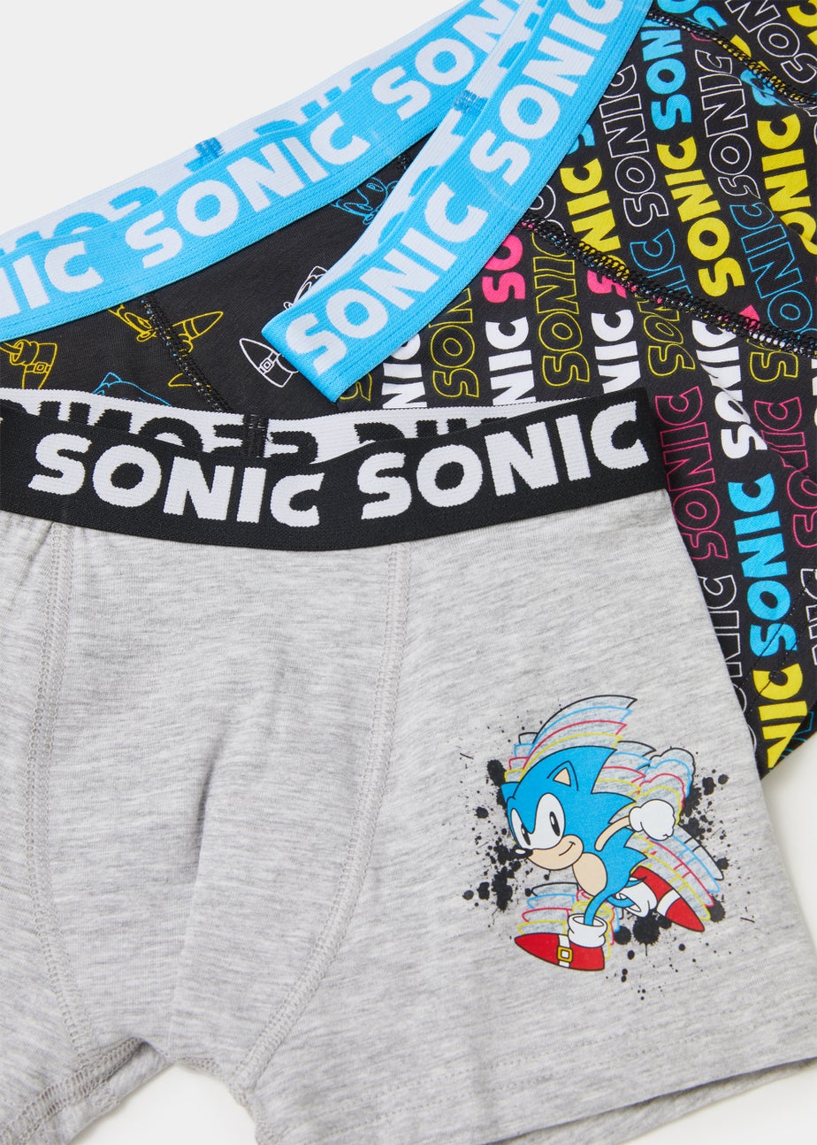 Kids 3 Pack Multicoloured Sonic the Hedgehog Trunks (4-11yrs)