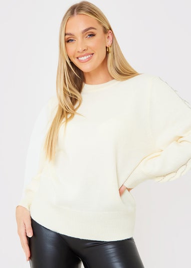 In The Style Stacey Soloman White Diamante Trim Jumper