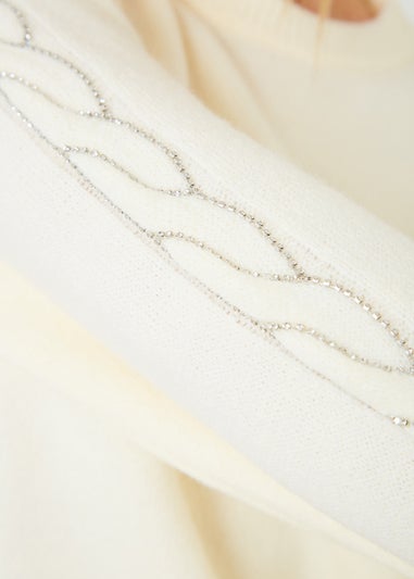 In The Style Stacey Soloman White Diamante Trim Jumper