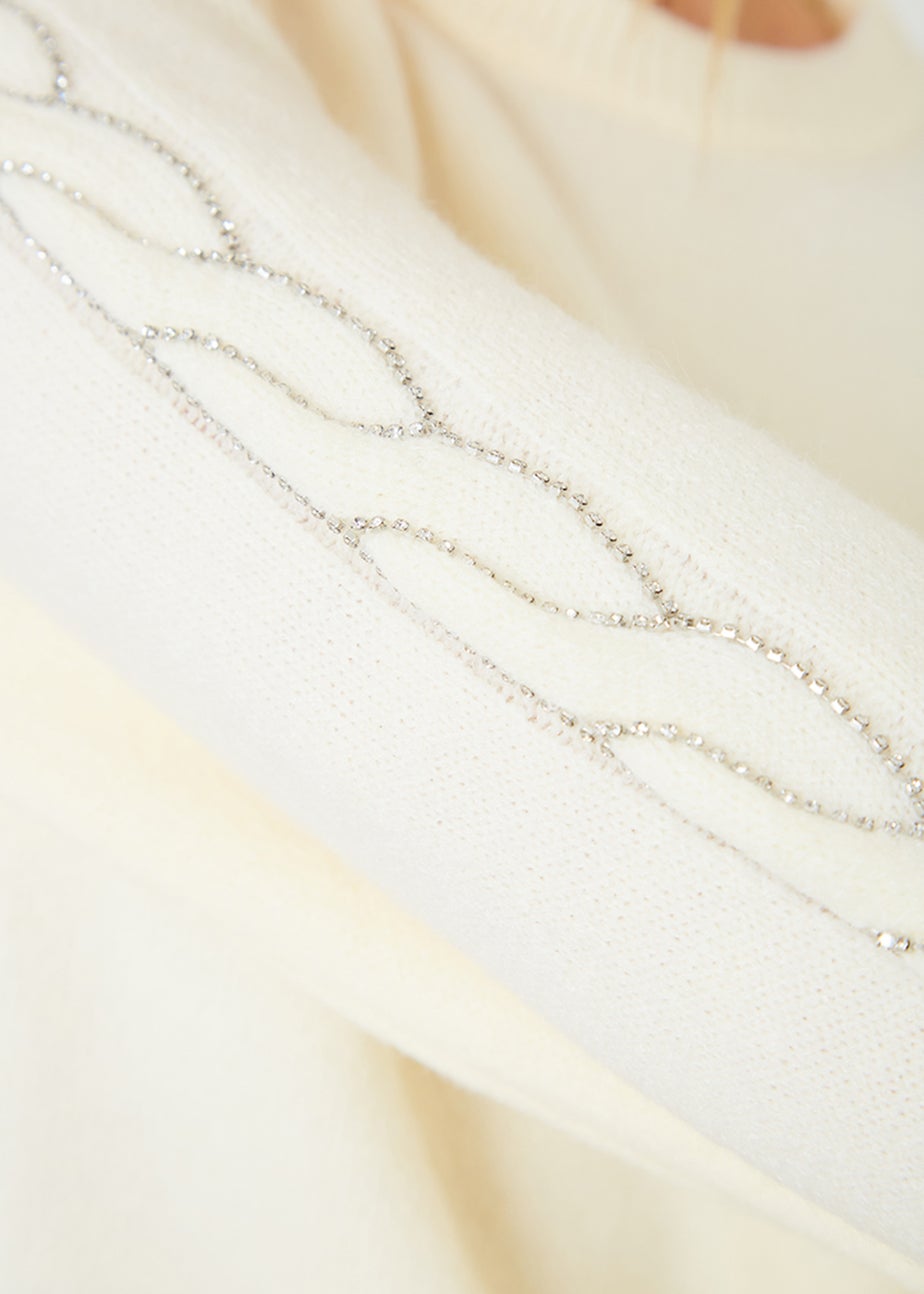 In The Style Stacey Soloman White Diamante Trim Jumper