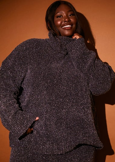 In the Style Stacey Solomon Black Chenille Roll Neck Co-Ord Jumper