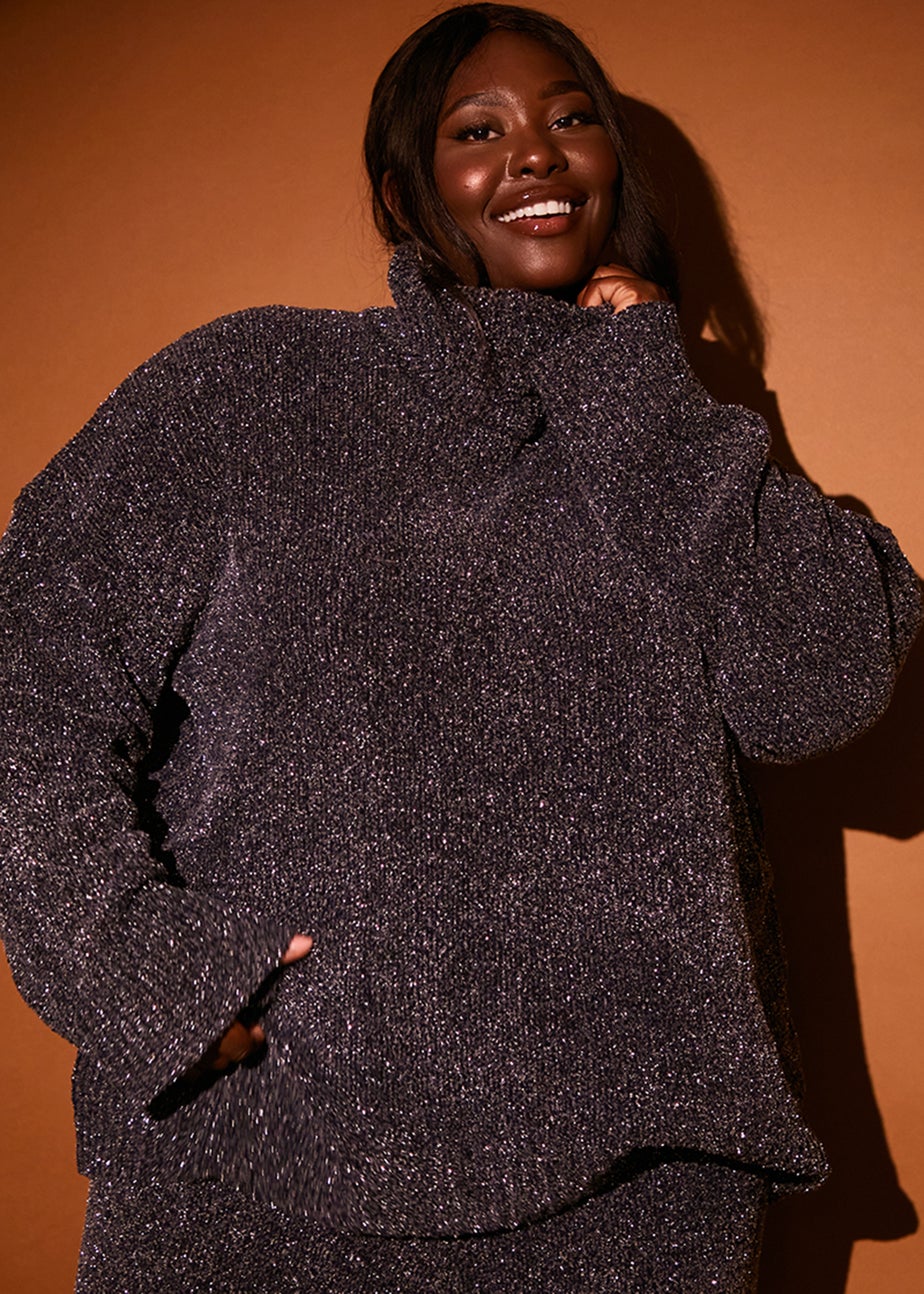 In the Style Stacey Solomon Black Chenille Roll Neck Co-Ord Jumper